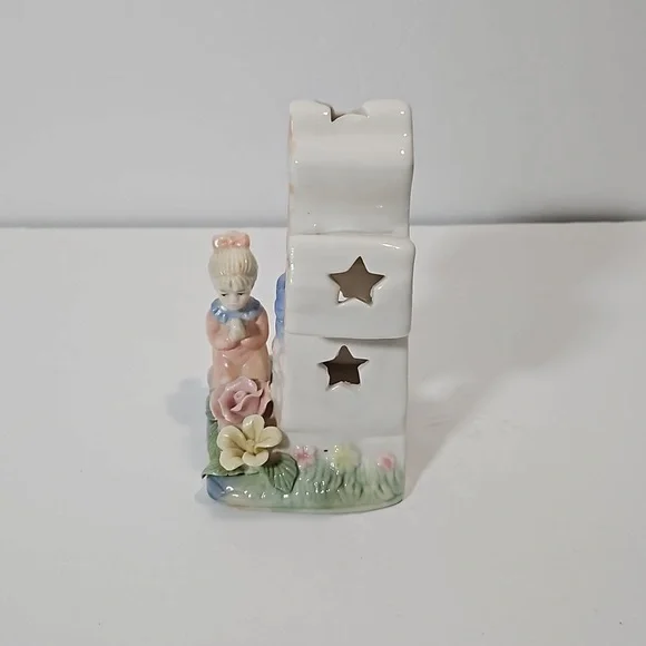 Designspirations Ceramic Cutout Cross w/ Praying Girl Tea Light Candle Holder - Picture 5 of 7